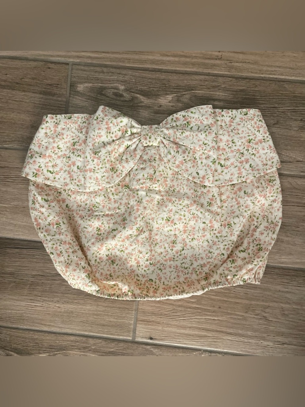 CAMI NYC Floral Strapless Tube Top Oversized Bow Bubble Hem Size M